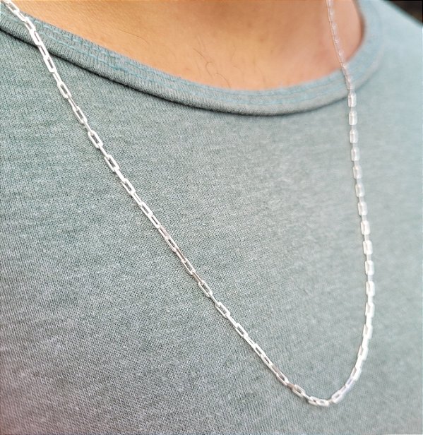 Corrente Elo Quadrada 60 cm - Prata 925