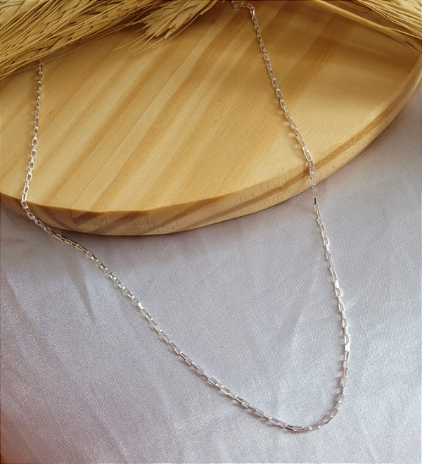 Corrente Elo Quadrada Maciço 60 cm - Prata 925