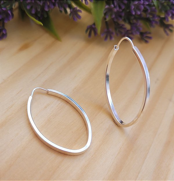 Argola Oval 30 mm - Prata 925
