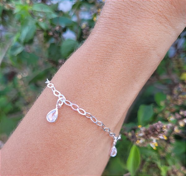 Pulseira Pingente Gota Prata 925