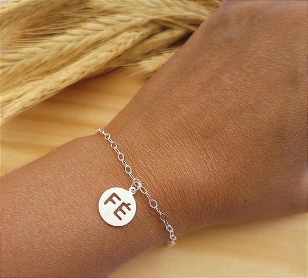 Pulseira Pingente Fé - Prata 925