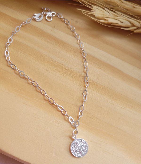 Pulseira Pingente São Bento - Prata 925