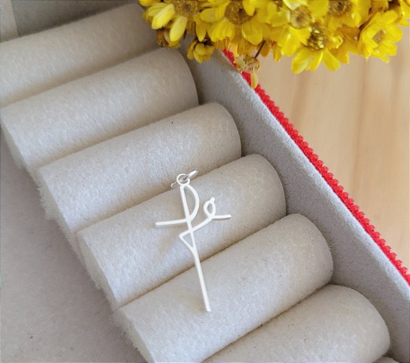 Pingente Cruz Fé - Prata 925