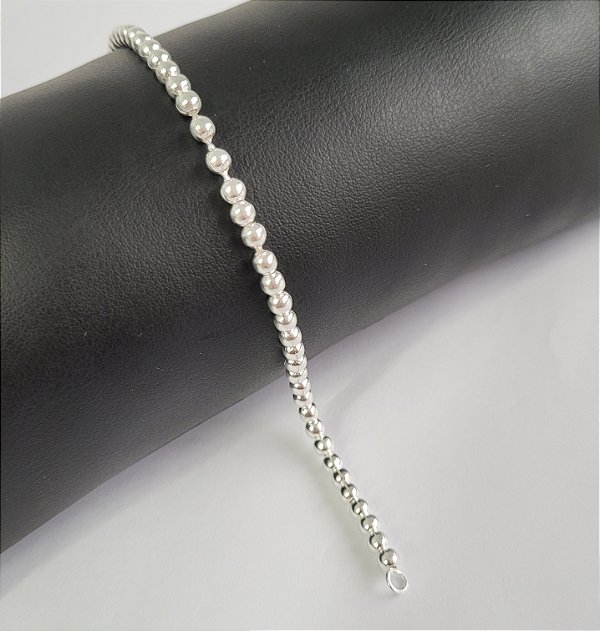 Pulseira Bola 3mm  - Prata 925