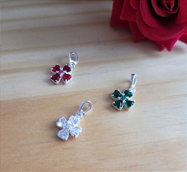 Pingente Flor Zircônia - Prata 925