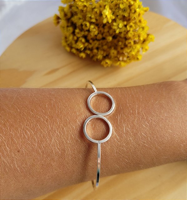 Bracelete  2 Circulos  - Prata 925