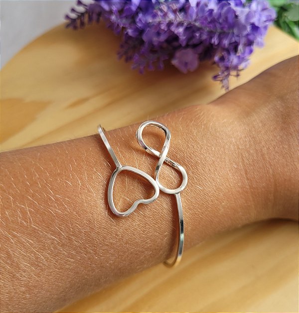 Bracelete Coração e Infinito - Prata 925