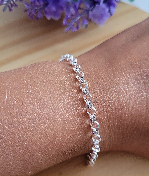 Pulseira Elo Redondo 4 mm - Prata 925
