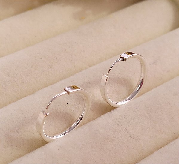Argola Tubo Quadrado 13 mm - Prata 925