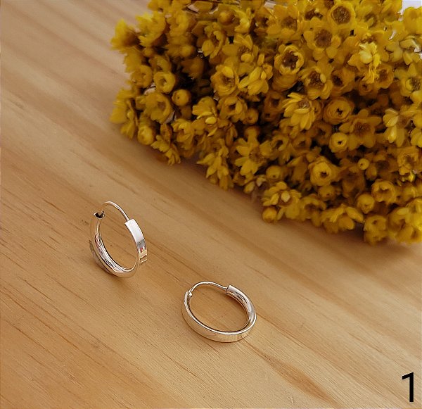 Argola Tubo Quadrado 13 mm  - Prata 925