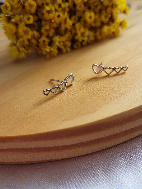 Brinco Ear Cuff 4  coreções 16 mm - Prata 925