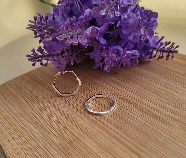 Argola Hexágonal  16 mm - Prata 925