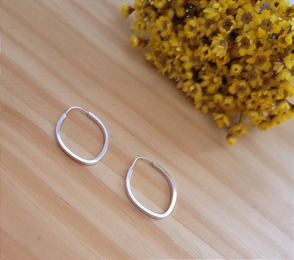 Argola Oval 20 mm  - Prata 925