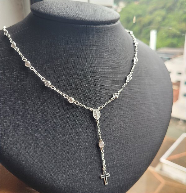 Terço Zircônia - Prata 925