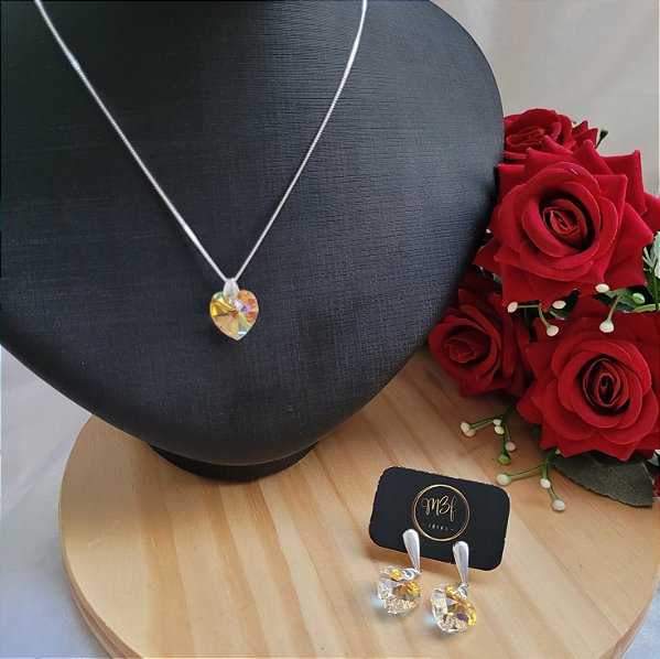 Conjunto Coração Furta color- Prata 925