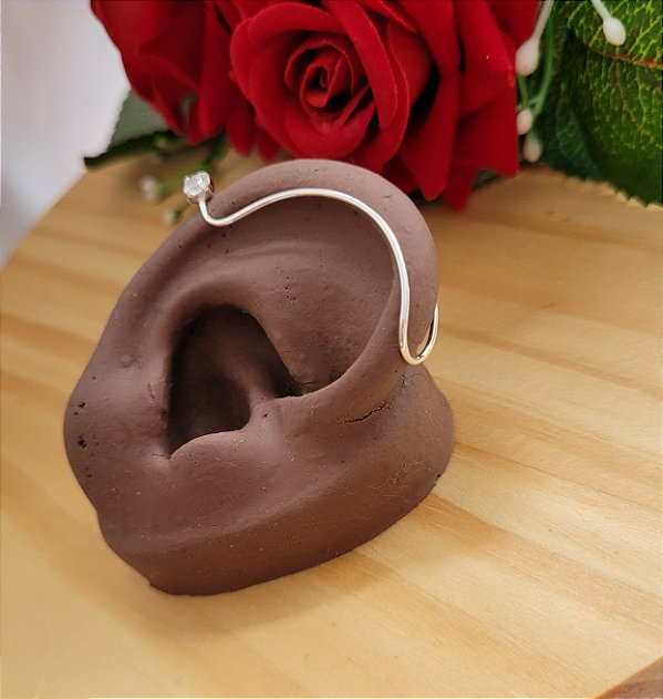 Piercing Pressão com Zircônia - Prata 925