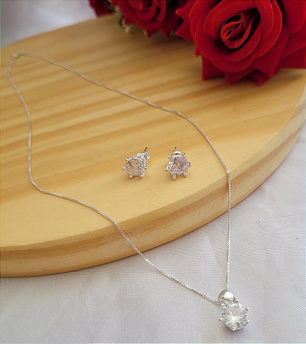 Conjunto Ponto de Luz - Prata 925