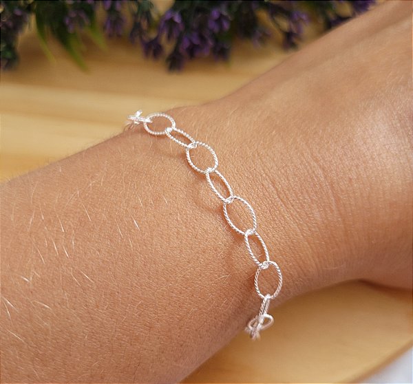 Pulseira Cadeado Fantasia - Prata 925