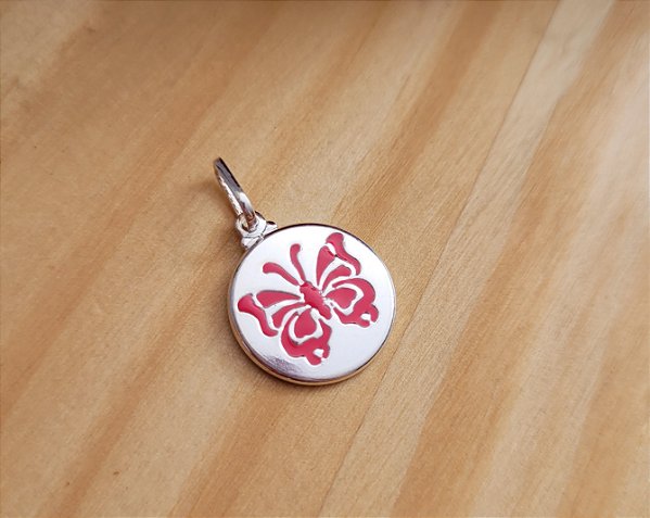 Pingente Borboleta Rosa - Prata 925