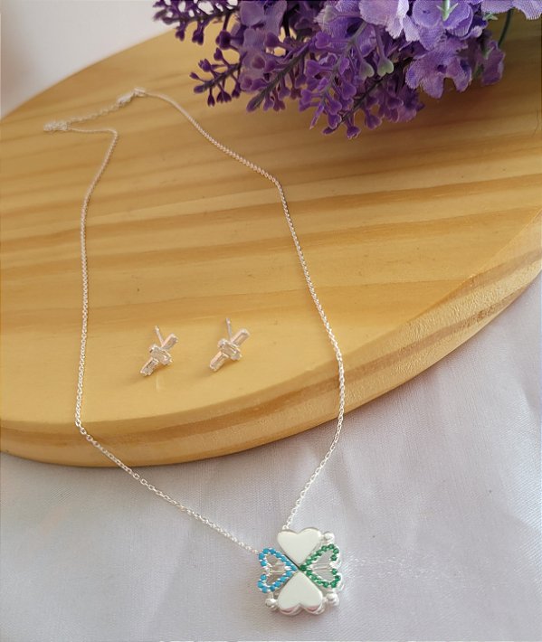 Conjunto Trevo 2 em 1 - Prata 925