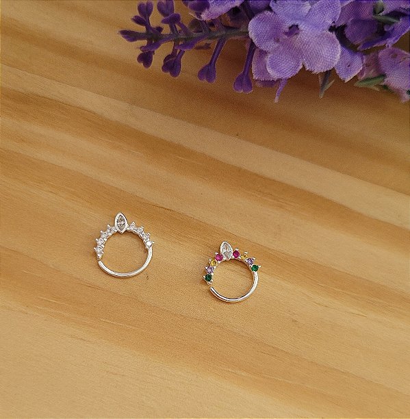 Piercing Daith / Helix  Nove Pedras Zirc. - Prata 925