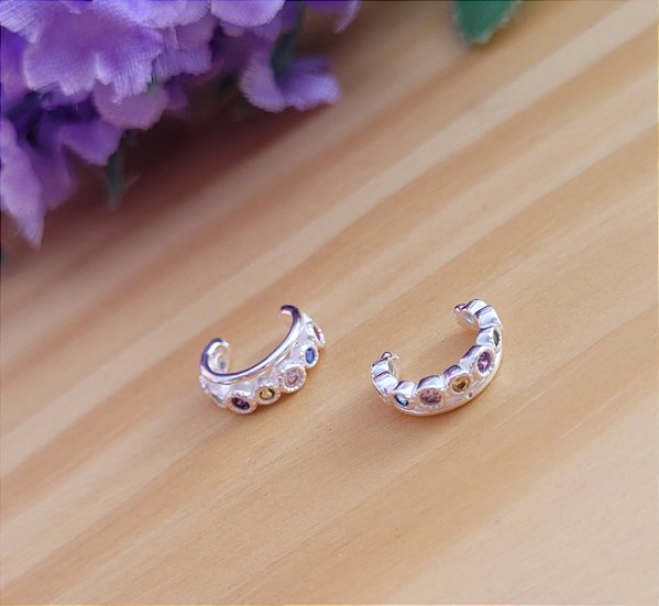 Piercing Fake Color Zircônia - Prata 925