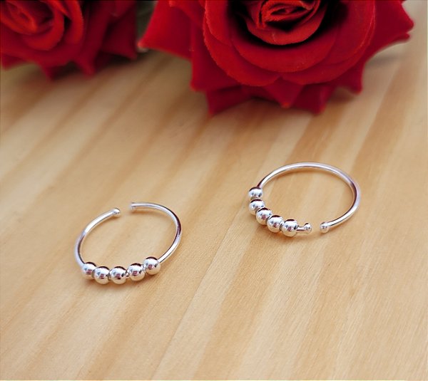 Anel Regulavel Bolas - Prata 925