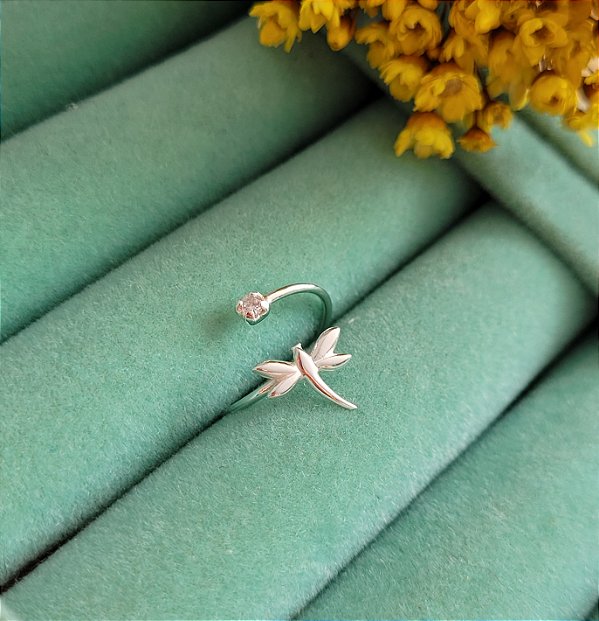 Anel Falange Regulável Libélula Prata 925