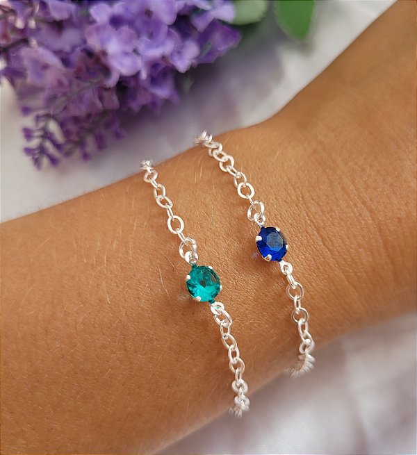 Pulseira Pedra Zircônia Redonda - Prata 925