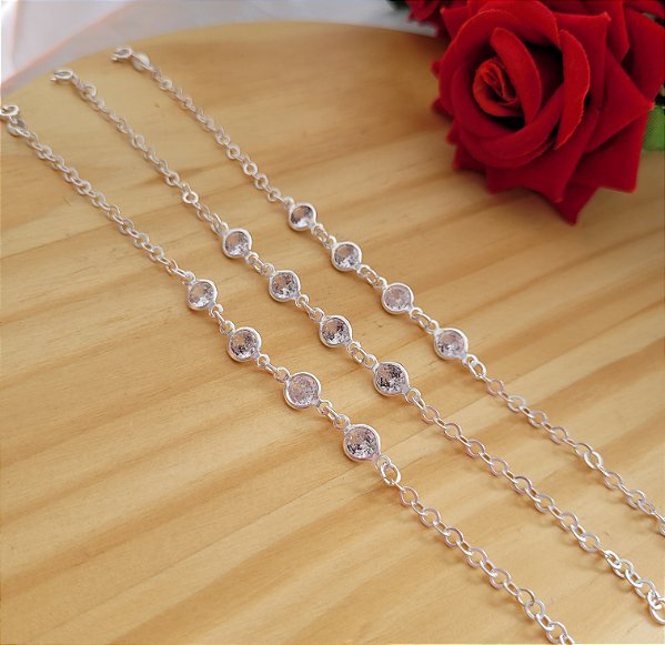 Pulseira Quatro Pedra Zircônia 7 mm - Prata 925