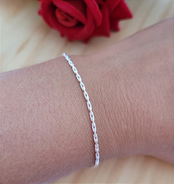Pulseira Cadeado Longo - Prata 925