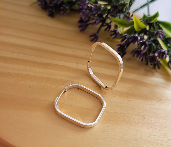 Argola Quadrada Fio Quadrado 2.1 mm Prata 925