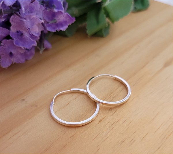 Argola Fio Quadrado 18mm Prata 925