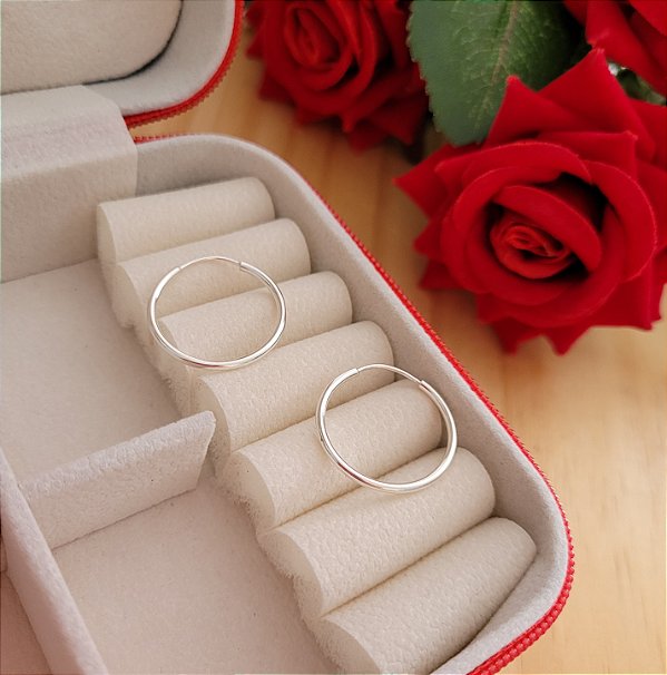 Argola Tubo 18mm Fio 1,5 mm Prata 925