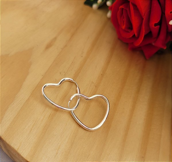 Argola Coração 18 mm - Prata 925