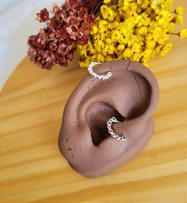 Piercing Daith/ Hélix Cravejado  - Prata 925