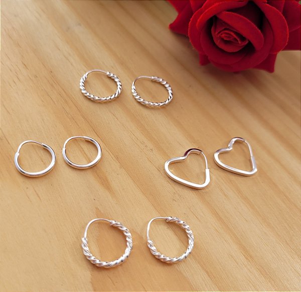 Kit 4 Pares de Argolas  (P) - Prata 925