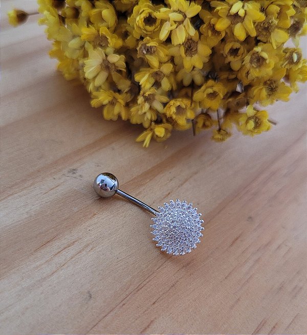 Piercing de (Umbigo ) Girassol Cravejado - Prata 925