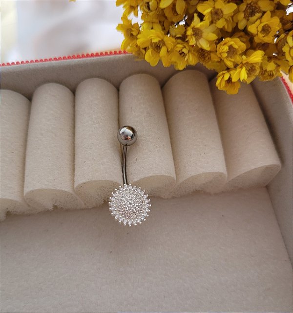 Piercing de (Umbigo ) Girassol Cravejado - Prata 925
