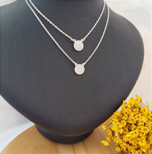 Escapulário São Bento elo Cartier Prata 925