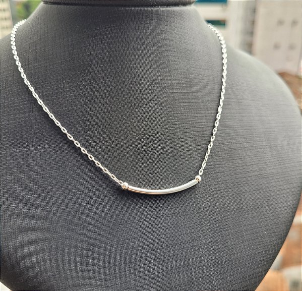 Colar Tubo Horizontal - Prata 925