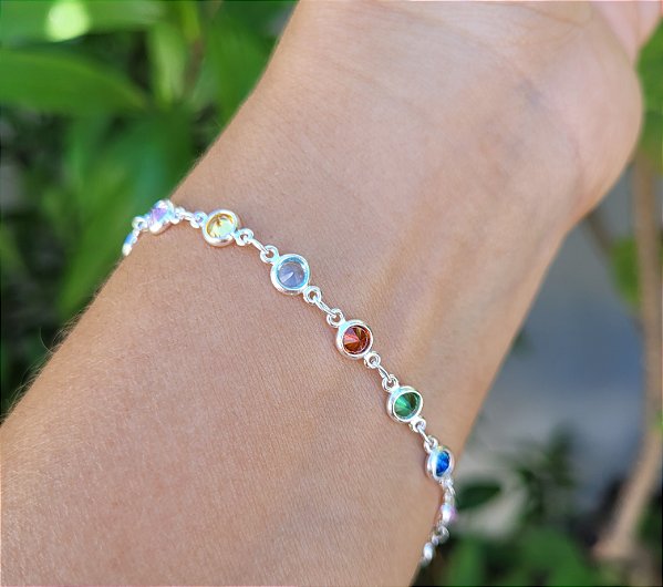 Pulseira Zircônias Ciganinha- Prata 925