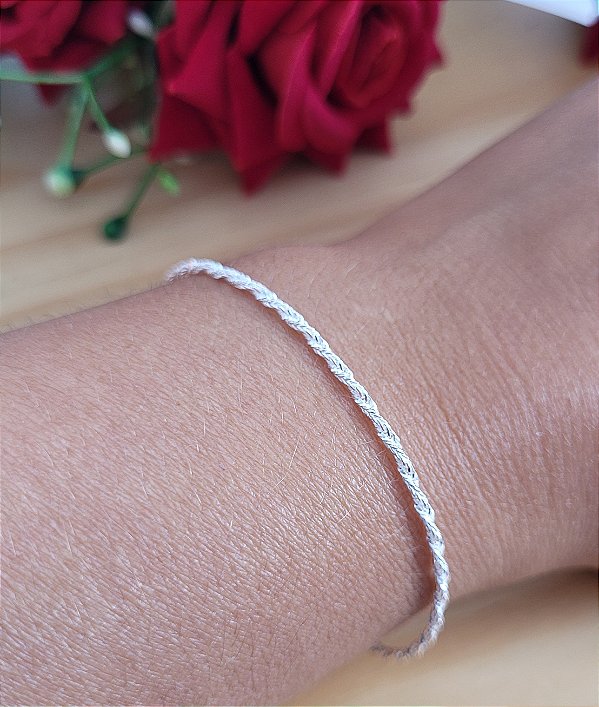 Pulseira Cordão Baiano Diamantado 1,5mm - Prata 925