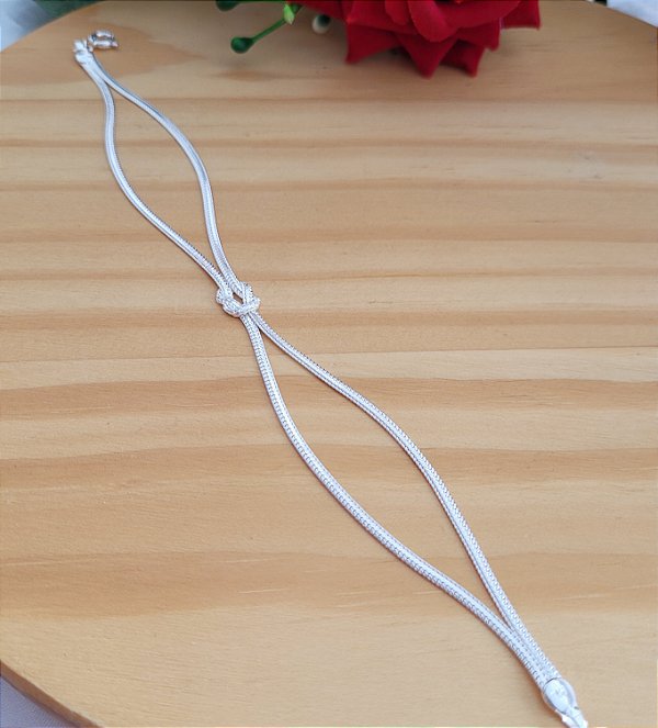 Pulseira Laminada com Nó - Prata 925