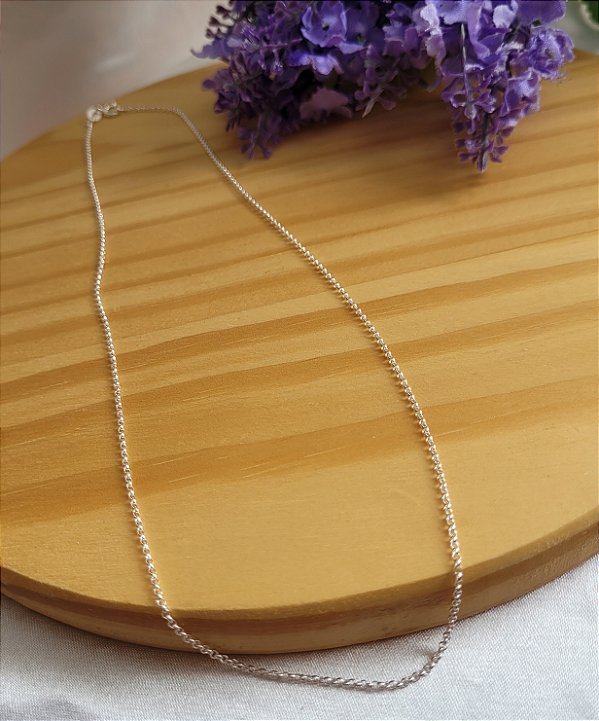 Colar Elo Português 1mm (45 cm)- Prata 925