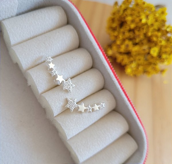 Brinco Ear Cuff 5 1Estrelas - Prata 925