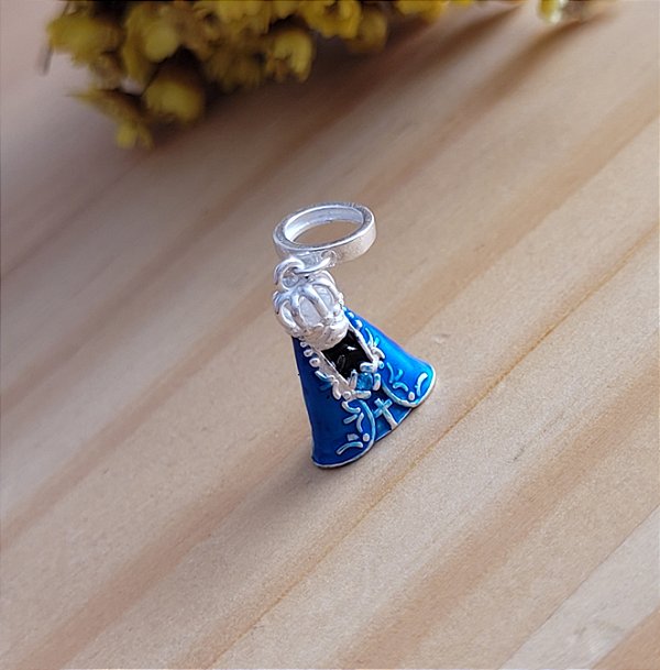 Berloque Nossa Sra. Aparecida Azul - Prata 925