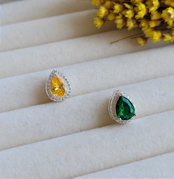 Pingente Click Gota Cravejada - Prata 925