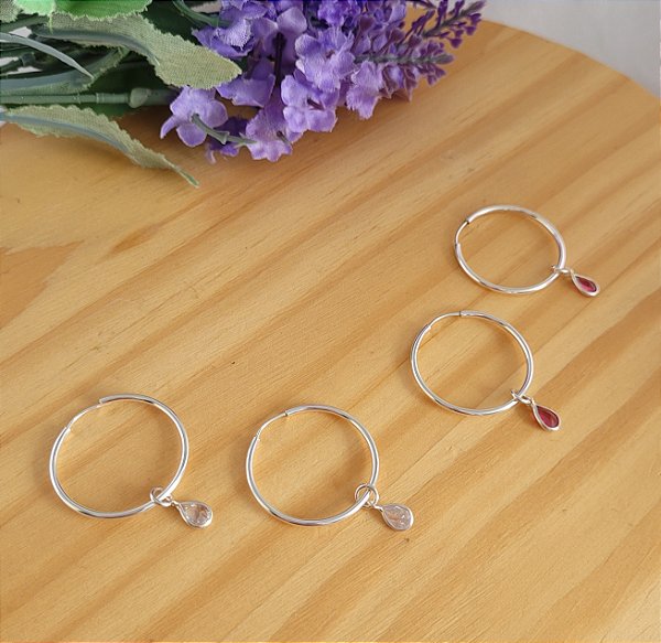 Argola Ponto de Luz Gota - Prata 925