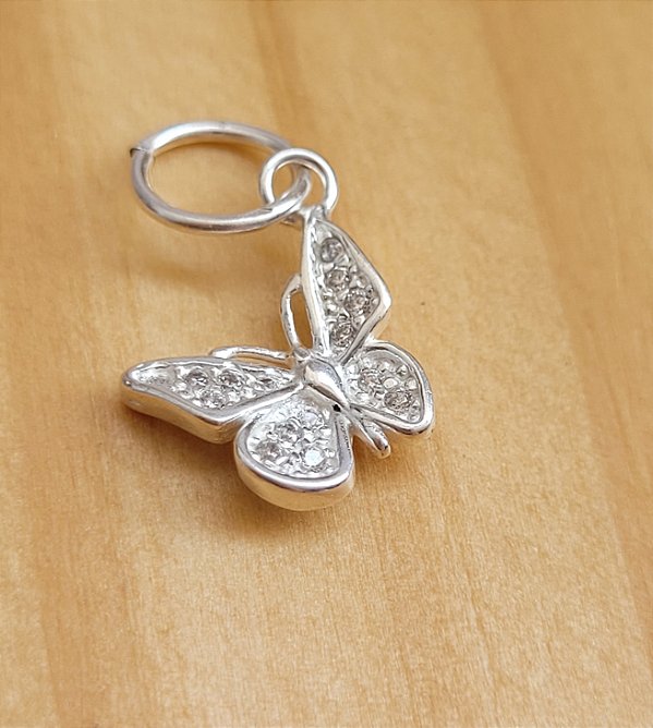 Pingente Borboleta Cravejada - Prata 925